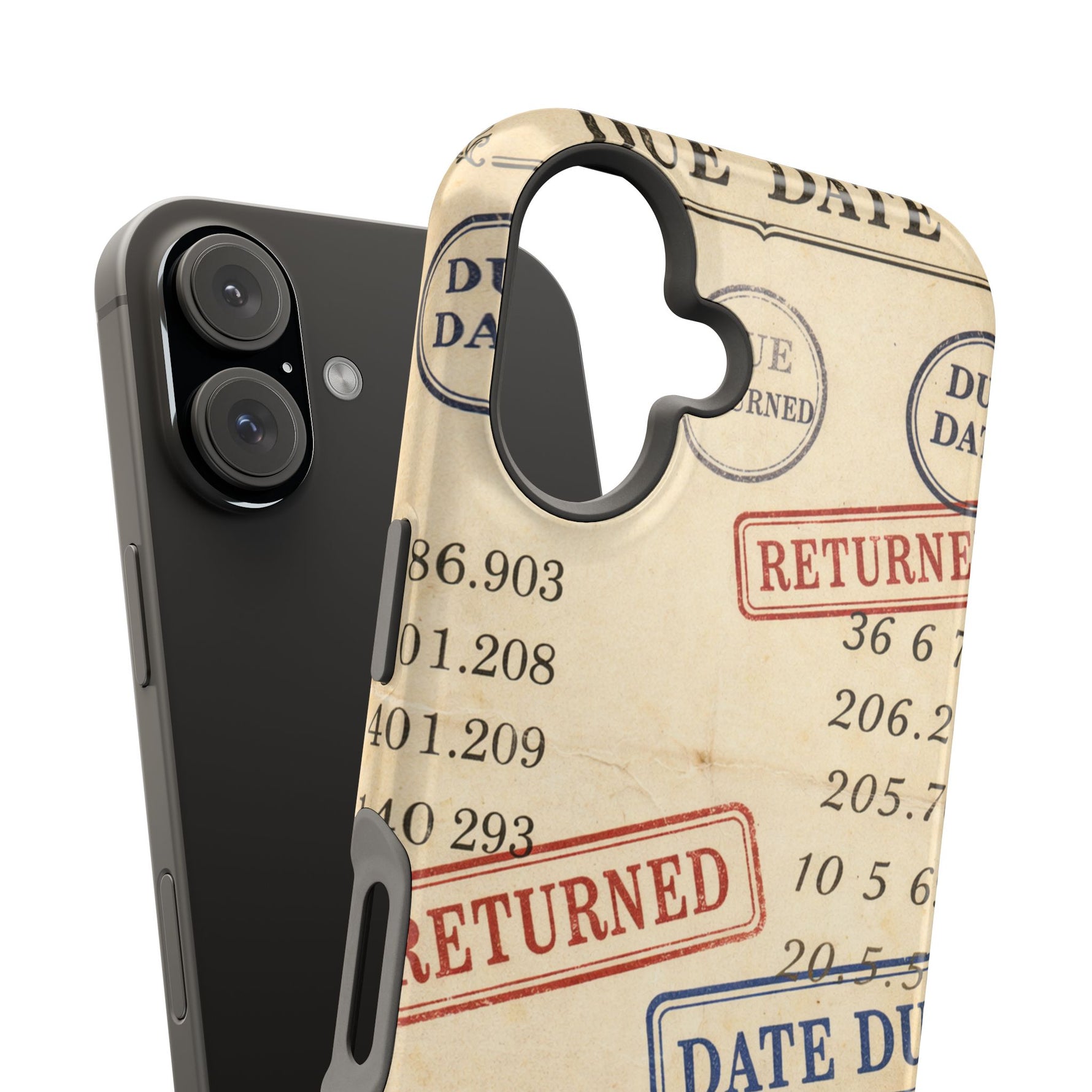 Vintage Library Card Design Phone Case with MagSafe Compatibility