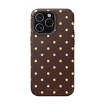 Polka Dot iPhone Case — Brown & Cream MagSafe Protective Cover