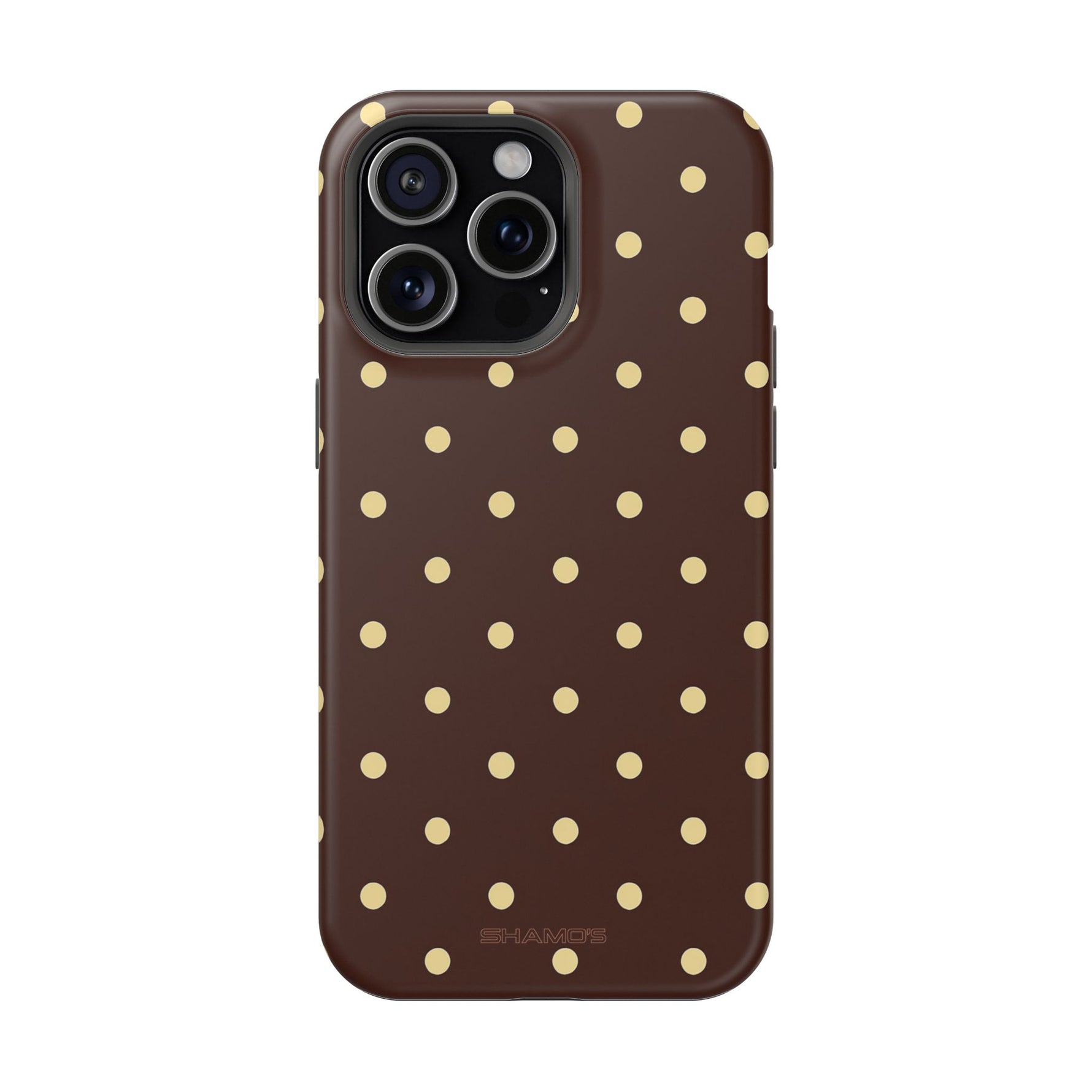 Polka Dot iPhone Case — Brown & Cream MagSafe Protective Cover