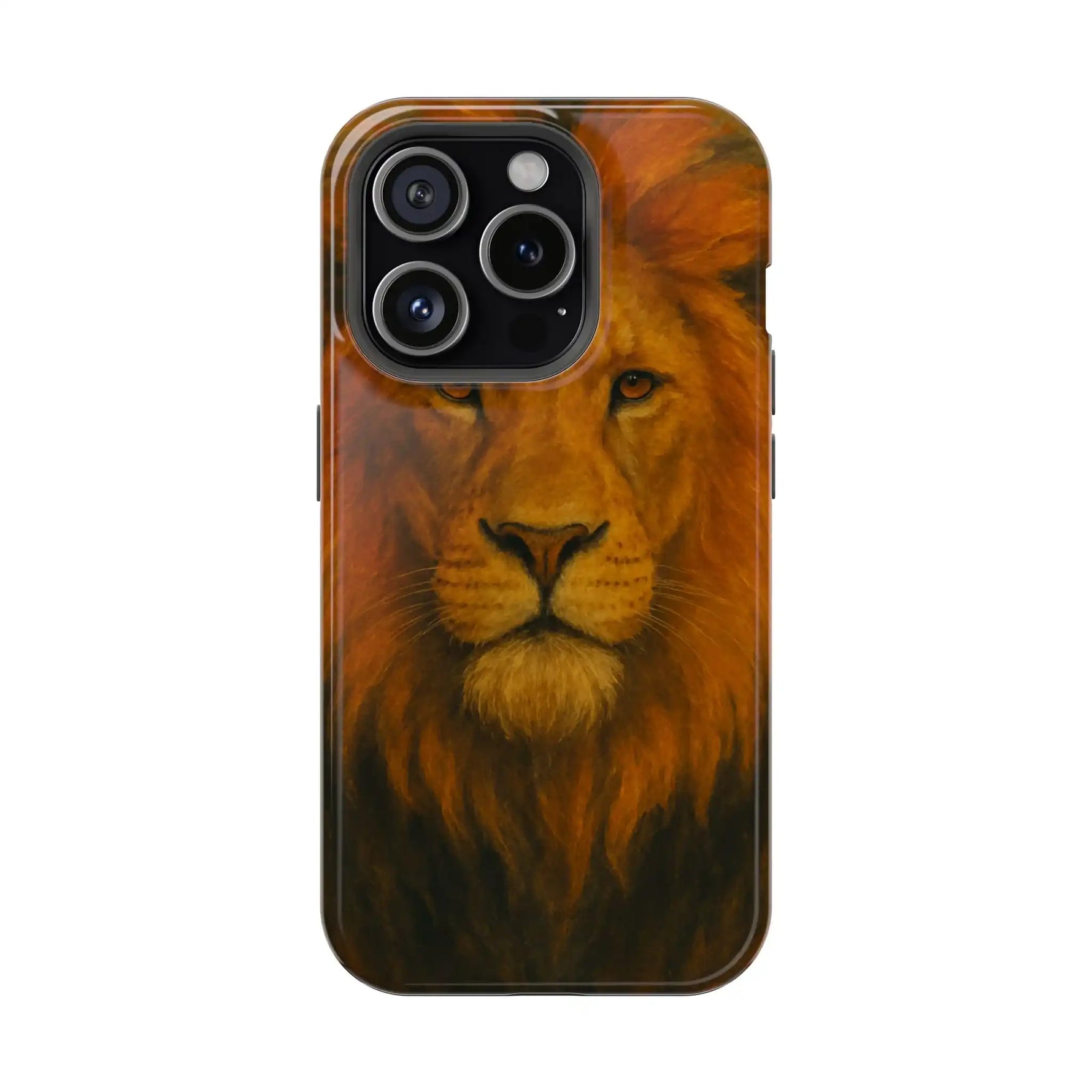 iPhone 14 Pro Max phone case with detailed realistic lion face design