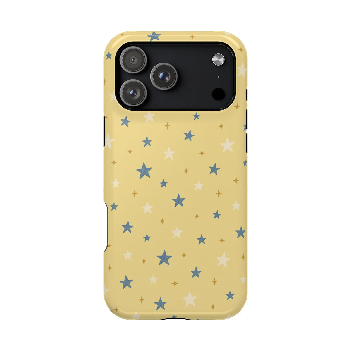 Prairie Stars – Yellow and Blue Star MagSafe Phone Case, glossy iPhone 18 Pro Max, rear view