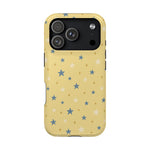 Prairie Stars – Yellow and Blue Star MagSafe Phone Case, glossy iPhone 18 Pro, rear view