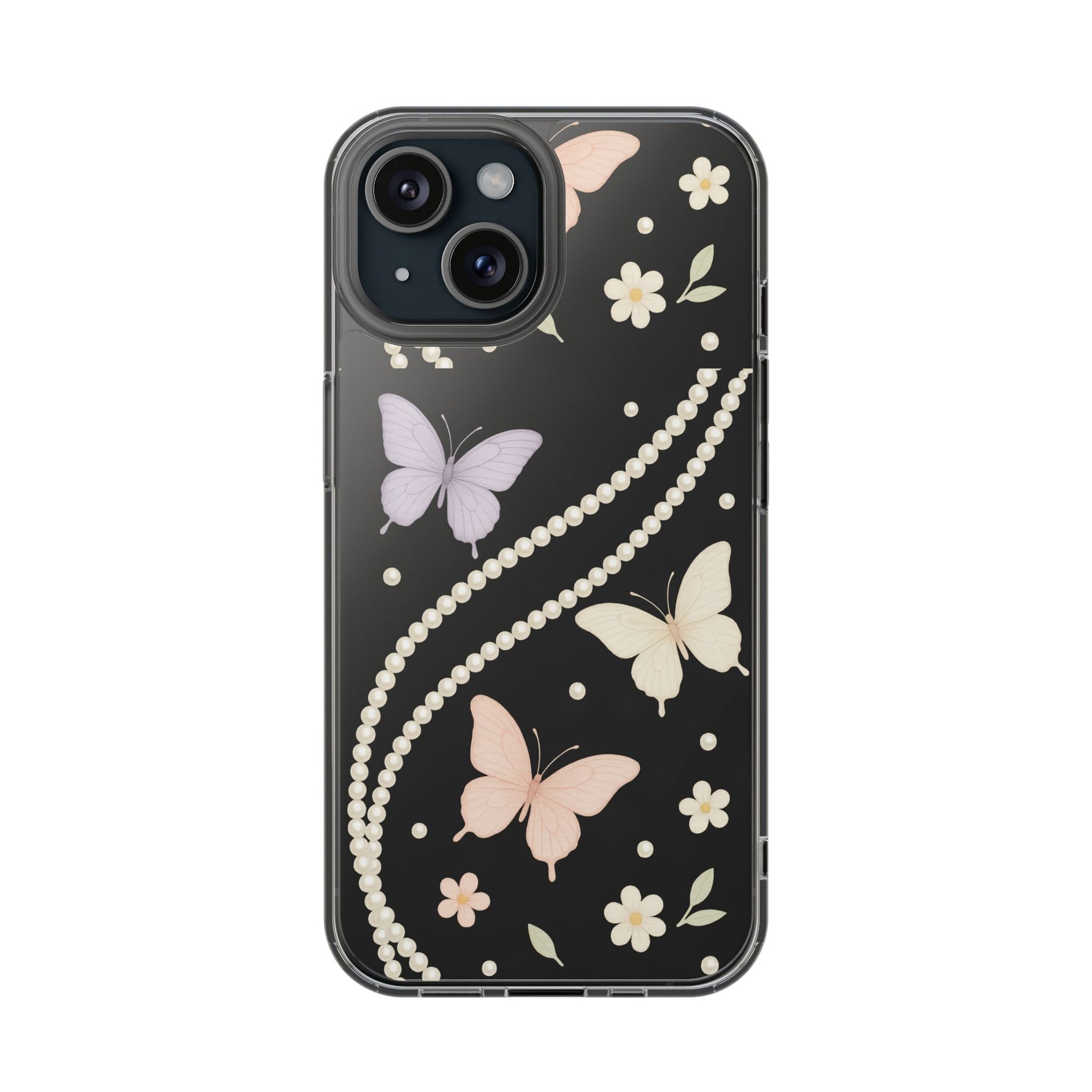 Butterfly Pearl Impact-Resistant Clear iPhone Case - Shamo's