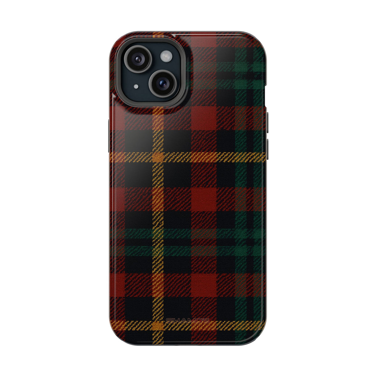 Funda para iPhone resistente a impactos con diseño de cuadros escoceses rojos y verdes con MagSafe