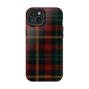 Plaid Impact-Resistant iPhone Case — Red Green Tartan Holiday Theme with MagSafe - iPhone 15 Plus / Glossy #iphone-15-plus