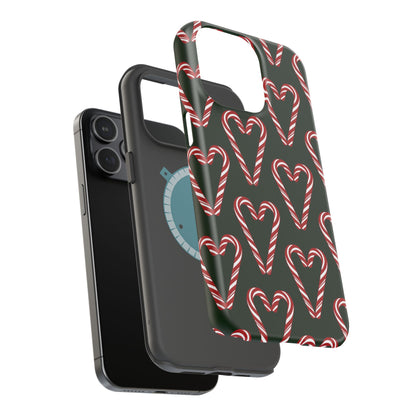 Candy Cane Heart MagSafe Impact-Resistant iPhone Case