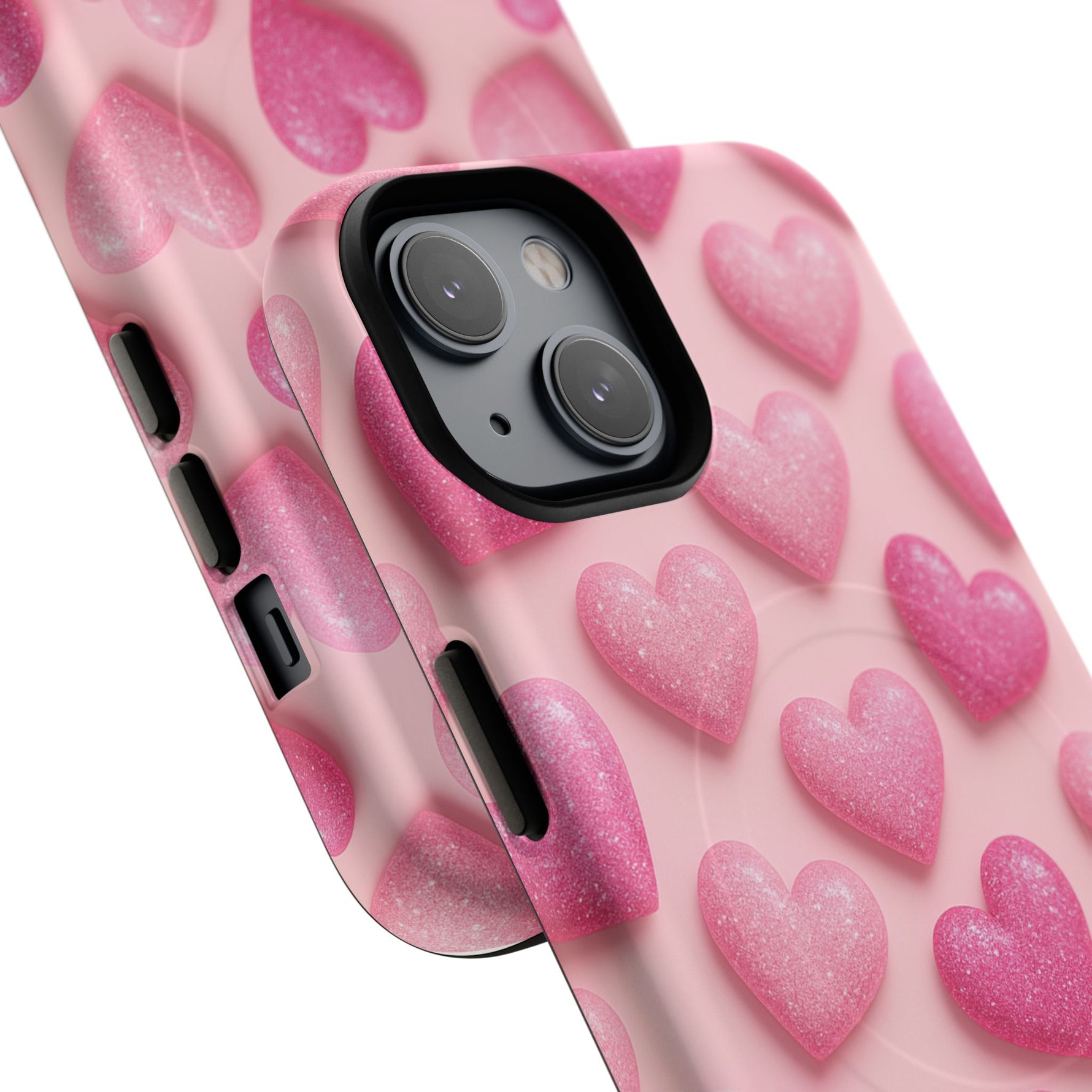 Barbiecore Glitter Hearts iPhone Case | MagSafe - Shamo's