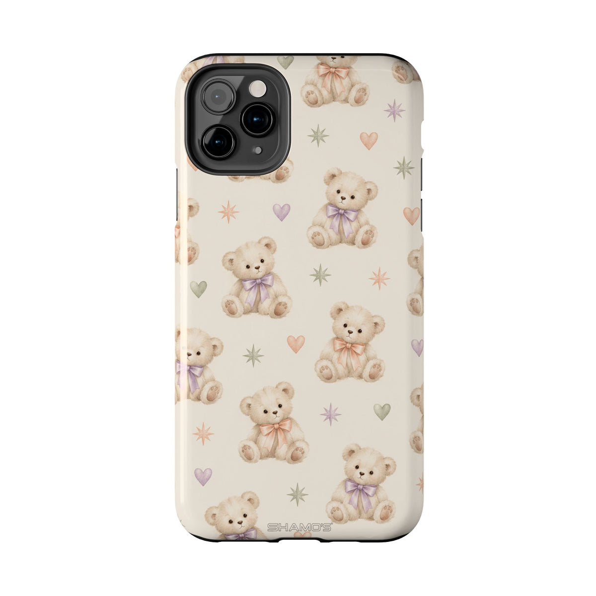 Cute Pastel Bear Impact Phone Case | Heart & Star Kawaii Pattern