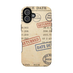 Vintage Library Card Design Phone Case with MagSafe Compatibility