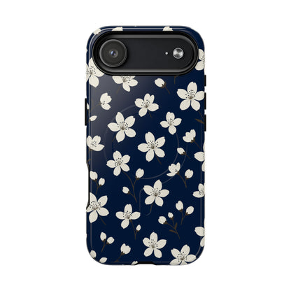 Navy Blossom Floral iPhone Case | MagSafe