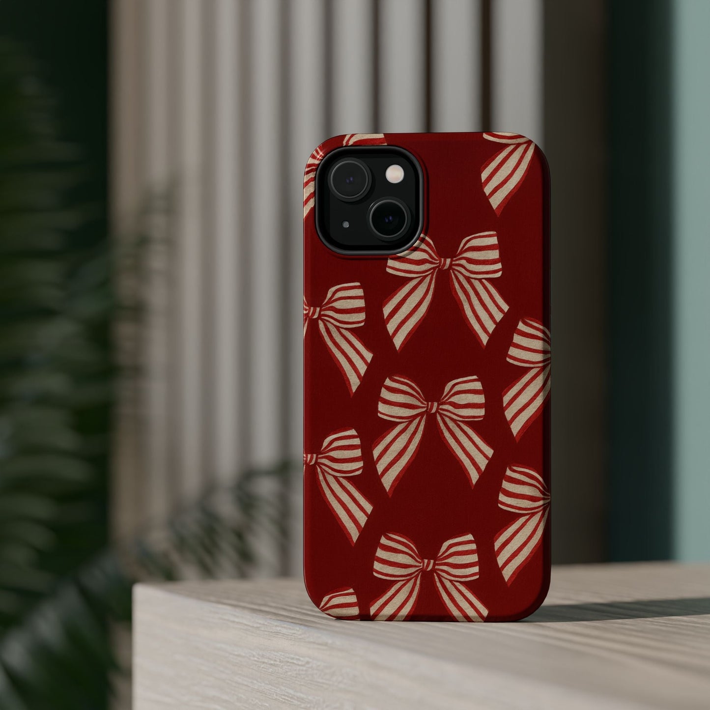 Holiday Red Bow iPhone Case — Impact‑Resistant iPhone Cover with MagSafe compatibility
