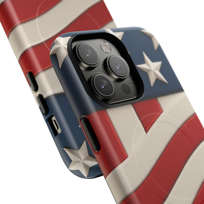 Patriotic iPhone Cases - MagSafe Tough American Flag Design