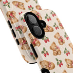 Teddy Berry Cozy Strawberry Pattern iPhone Case with MagSafe
