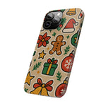 Holiday Pattern Slim iPhone Case — Gingerbread, Santa Hat & Gifts Holiday Design  Shamo's