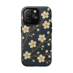 Navy Cherry Blossom Floral iPhone Case - Compatible with MagSafe - Shamo's