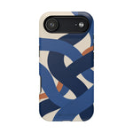 Indigo Loom MagSafe Phone Case – Blue & Ivory Abstract Woven Pattern