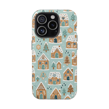 Winter Gingerbread Village Holiday Theme iPhone Case with MagSafe compatibility  Shamo's iPhone 15 Pro / Glossy