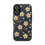 Navy Cherry Blossom Floral iPhone Case - Compatible with MagSafe - Shamo's