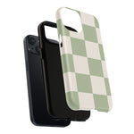 Sage Checkerboard Tough iPhone Case - Compatible with MagSafe - Shamo's