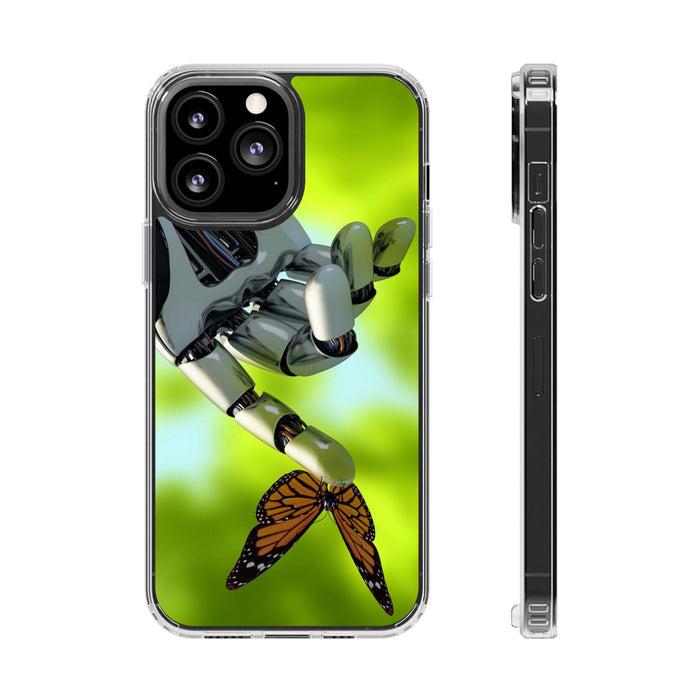 Clear Phone Cases with Robotic hand and Butterfly theme