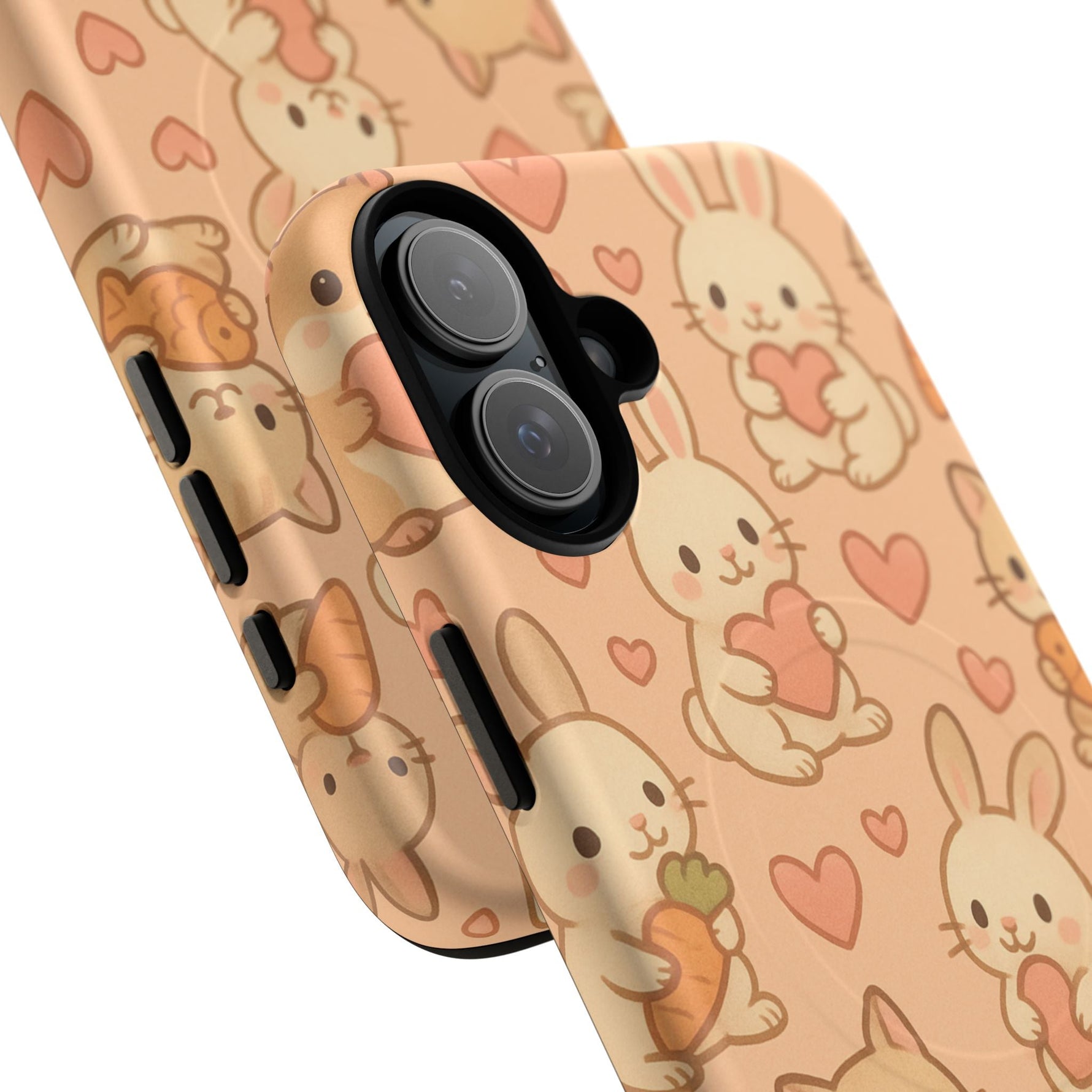 Cozy Critter Friends iPhone Case — Cute Bunny & Kitten Heart Pattern with MagSafe  Shamo's