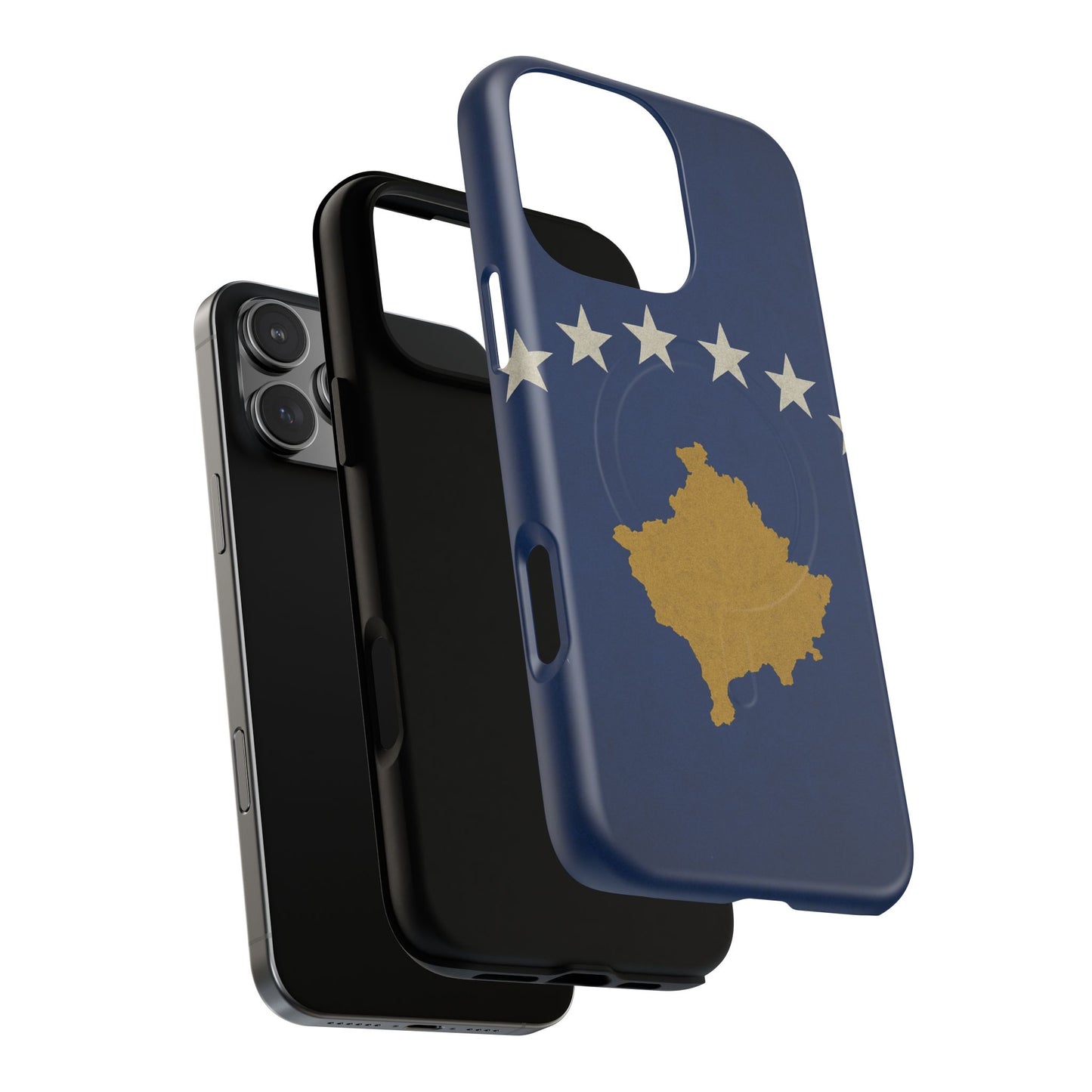 Kosovo Flag Tough iPhone Case — Navy Blue Stars & Gold Map (MagSafe compatible)  Shamo's