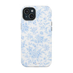 Preppy Look Blue Floral Impact-Resistant Phone Case and MagSafe Compatible