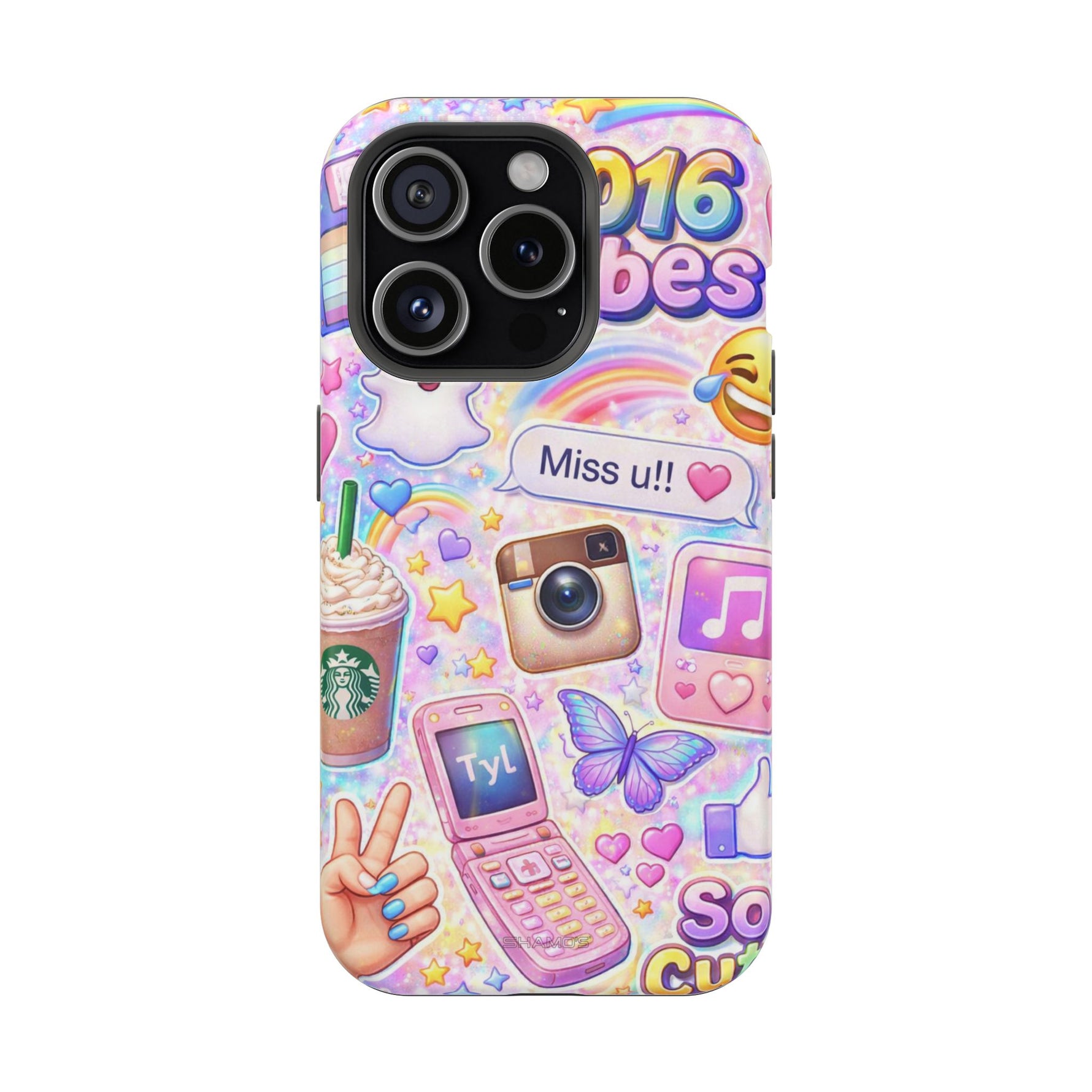2016 Vibes Y2K Sticker Collage Magnetic Impact-Resistant iPhone Case with MagSafe Compatibility