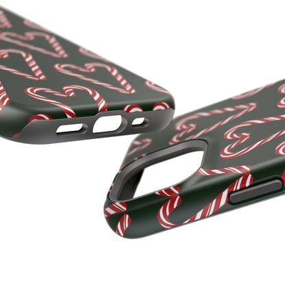 Candy Cane Heart MagSafe Impact-Resistant iPhone Case