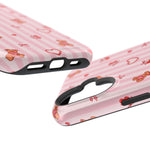 Pink Teddy Hearts Love iPhone Case, Impact-Resistant MagSafe Compatible