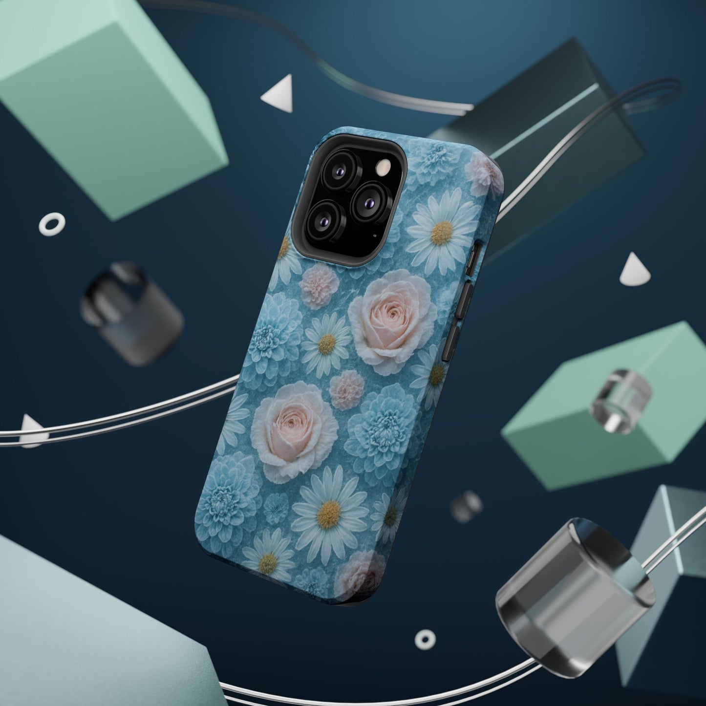 Frozen Floral Rose & Daisy Impact iPhone Case | MagSafe compatible  Shamo's