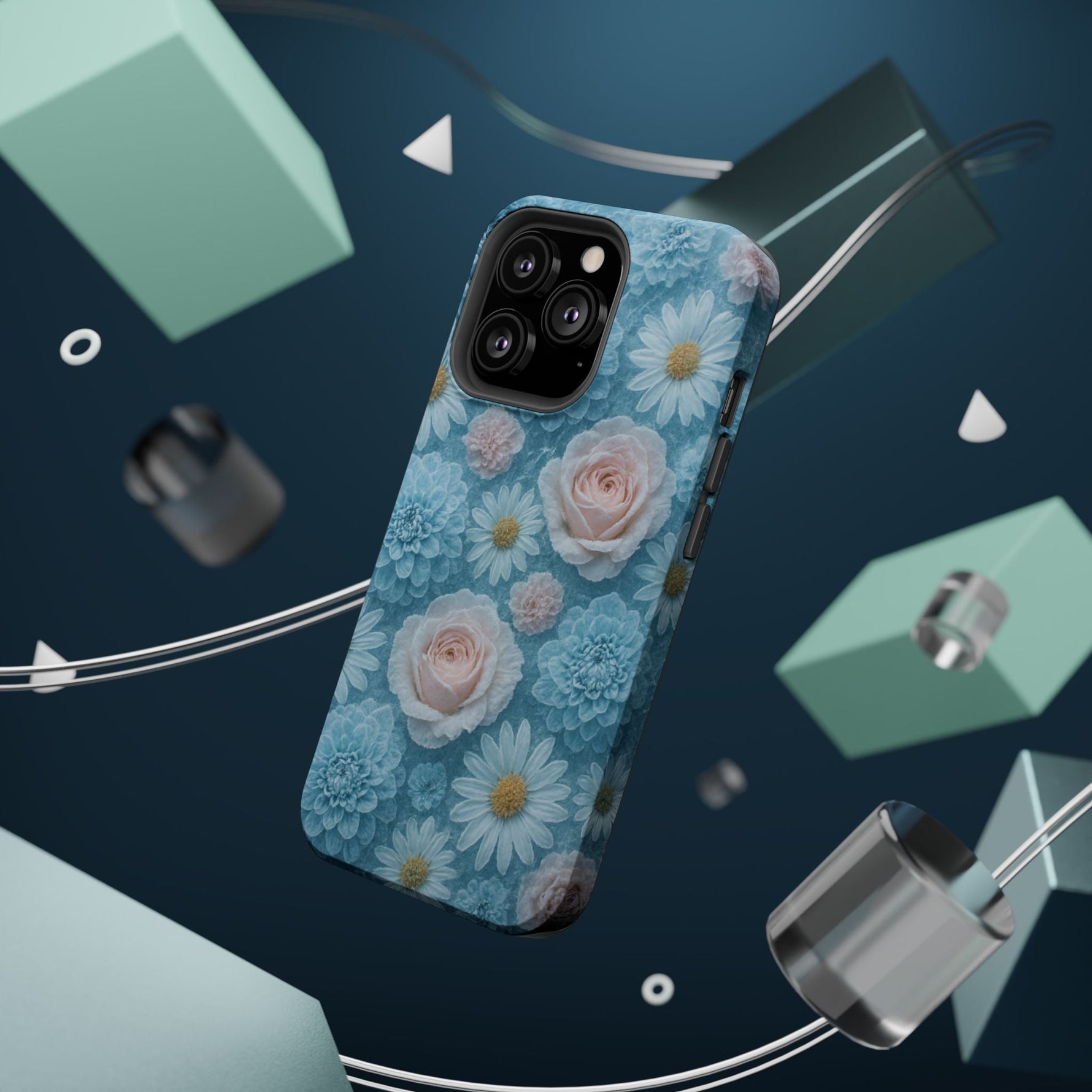 Frozen Floral Rose & Daisy Impact iPhone Case | MagSafe compatible  Shamo's