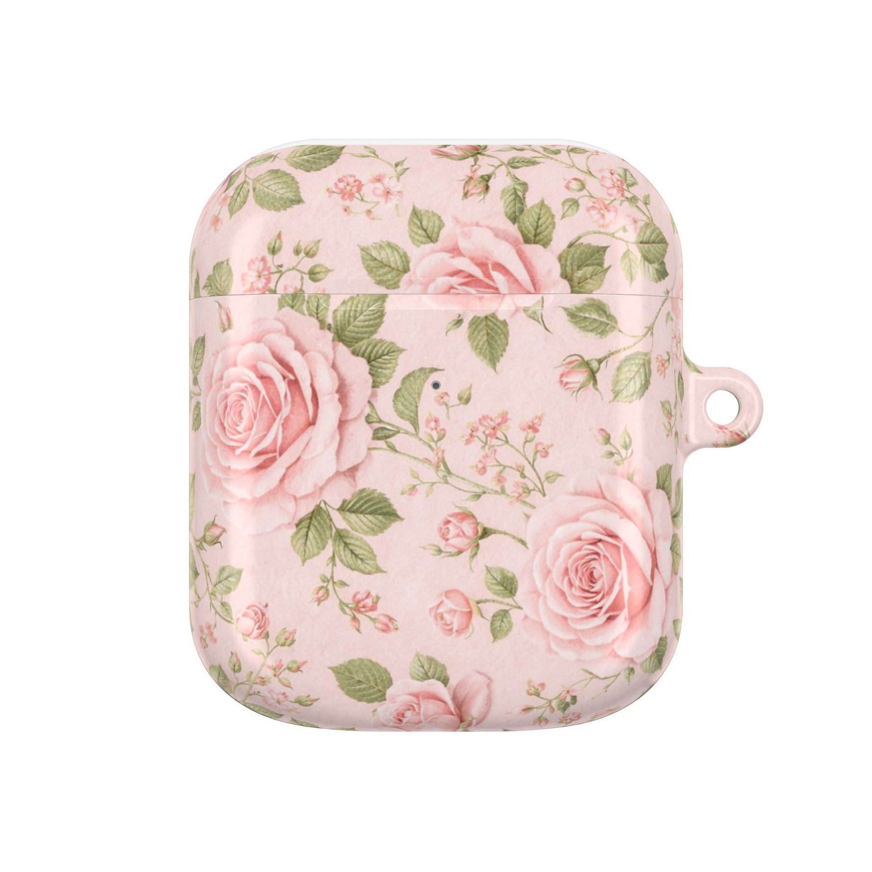 Floral Rose AirPod Case, Pink Vintage Rosebud Protective Cover - AirPods Gen 1 / White / Glossy - Shamo's