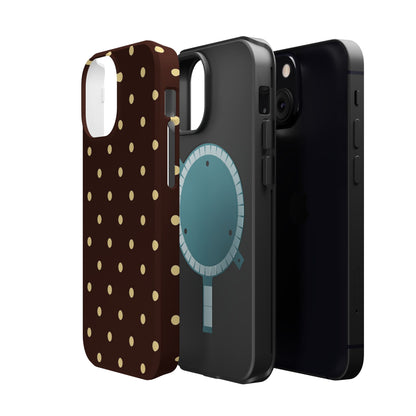 Polka Dot iPhone Case — Brown & Cream Protective Cover with MagSafe compatibility