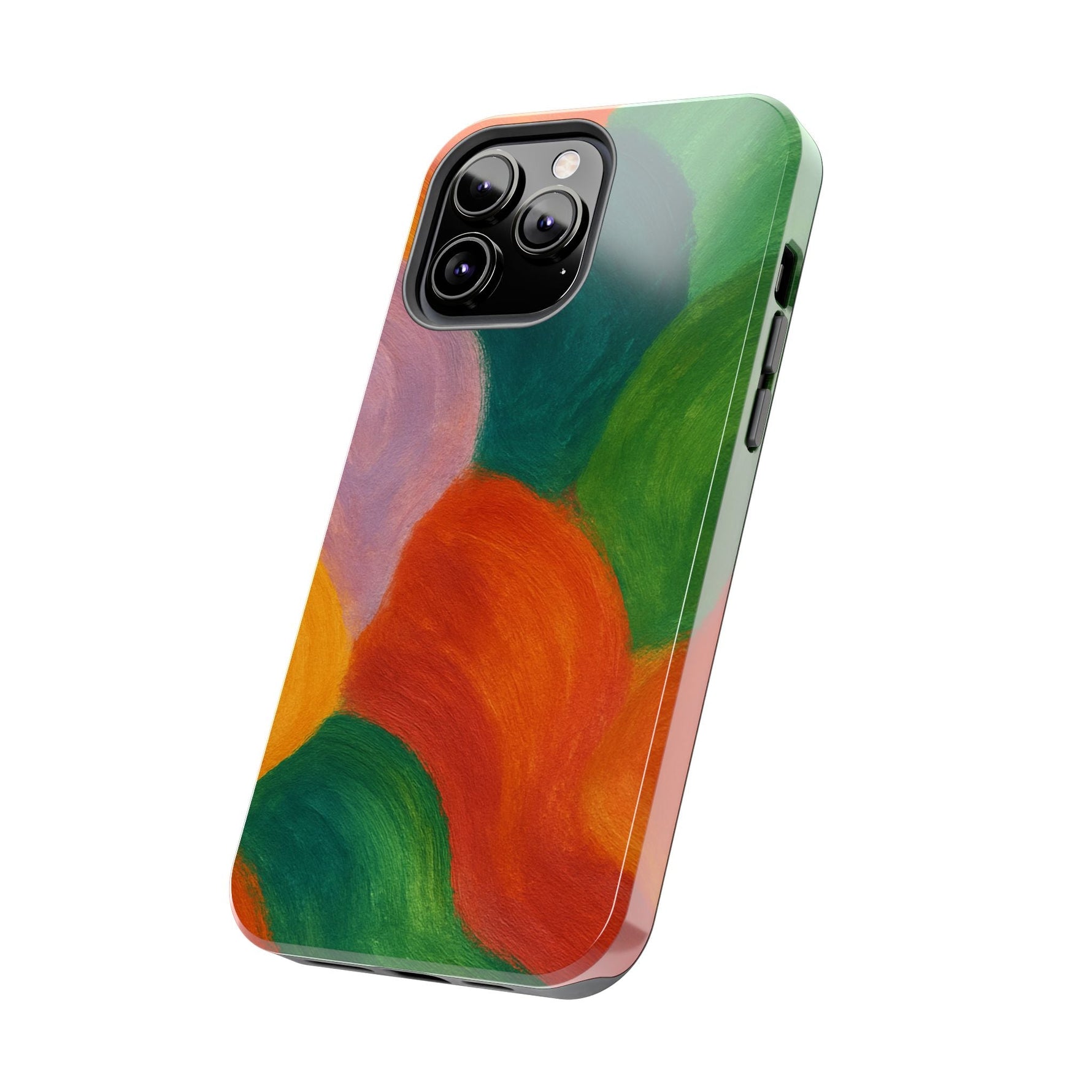 Abstract Color Wave Tough Phone Case — Bold Orange & Green Protective Phone Cover  Shamo's