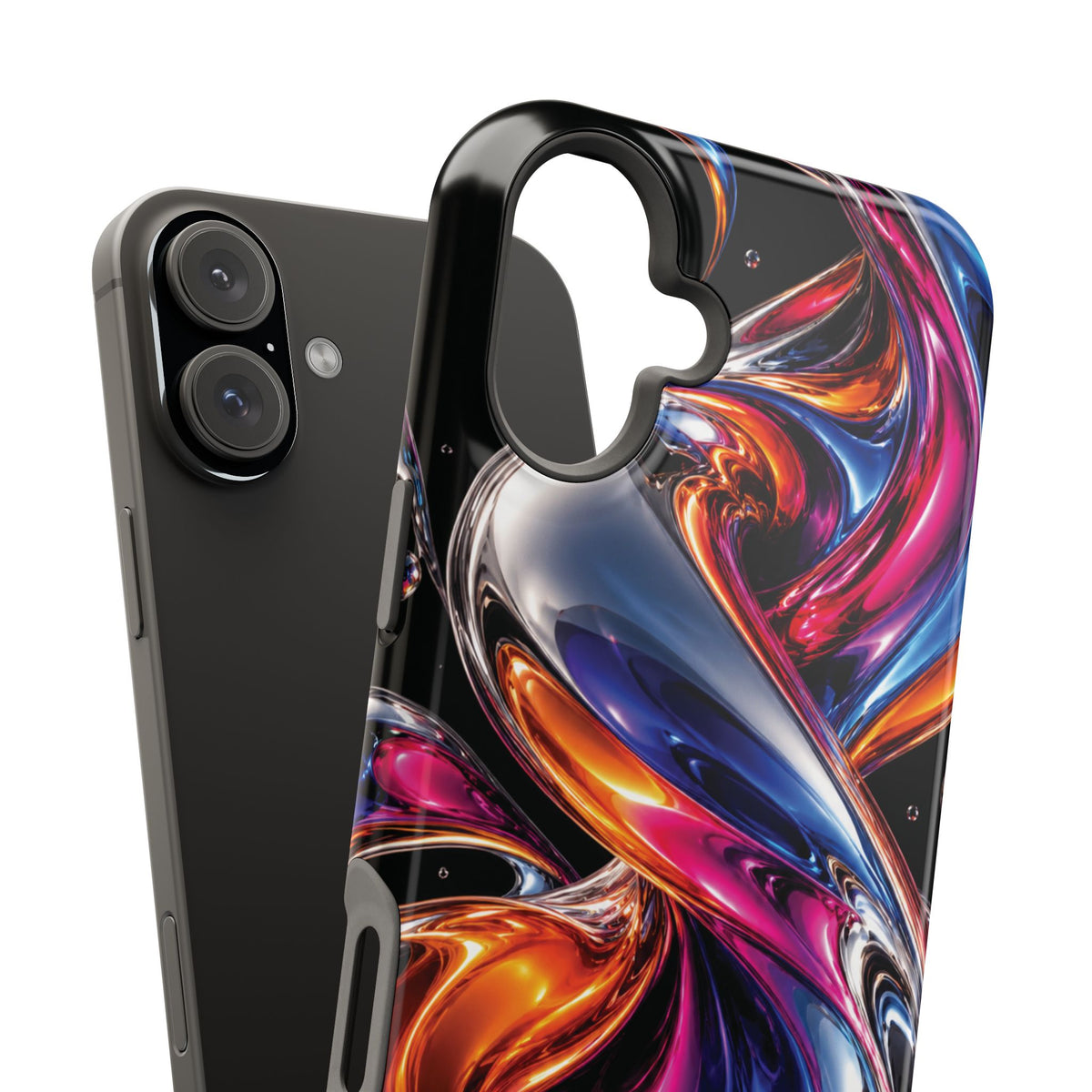 Liquid Aurora MagSafe Phone Case – Colorful Chrome-Effect Swirls | Glossy