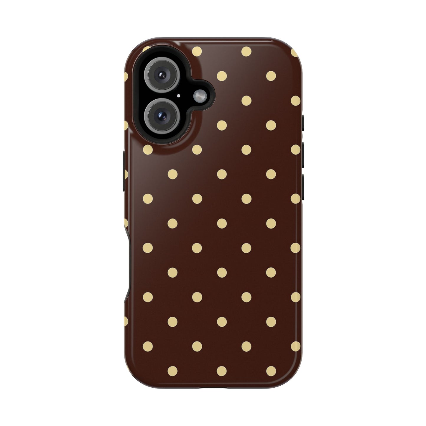 Polka Dot iPhone Case — Brown & Cream Protective Cover with MagSafe compatibility