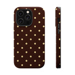 Polka Dot iPhone Case — Brown & Cream Protective Cover with MagSafe compatibility  Shamo's iPhone 14 Pro / Glossy