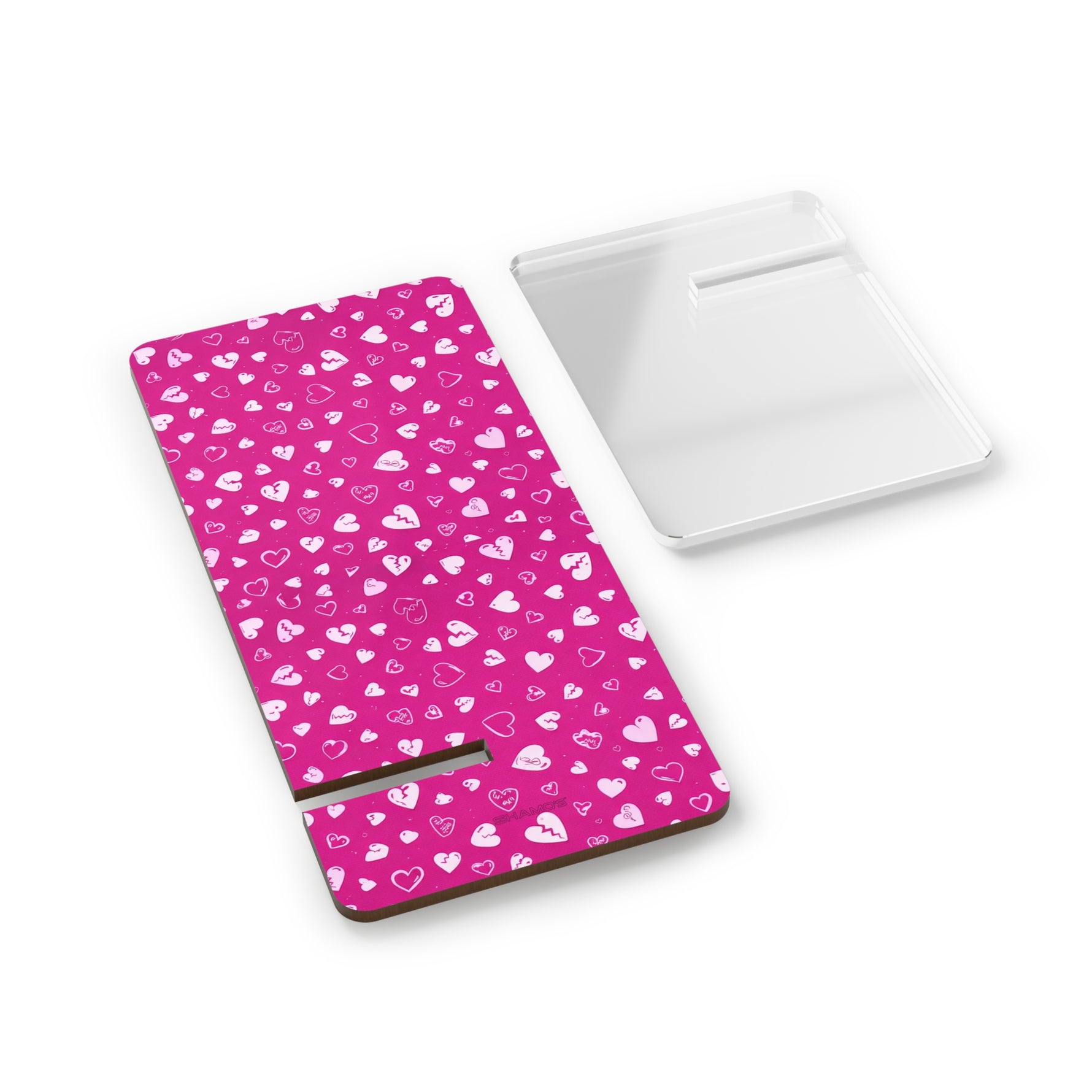 Phone Stand — Pink Heart Pattern Mobile Display Stand