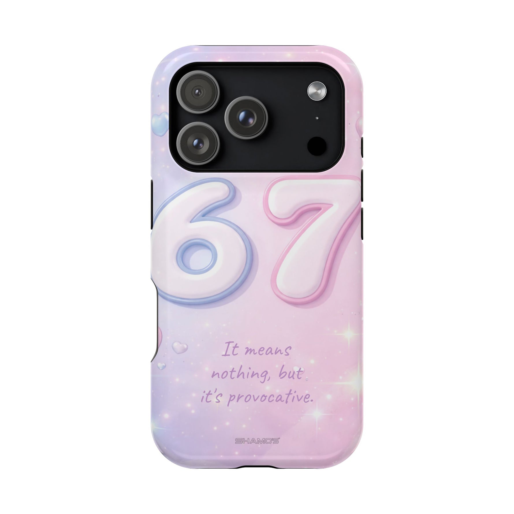 6 7 Viral TikTok Trend Pastel Aesthetic Magnetic Impact-Resistant iPhone Case, Personalizable Text and MagSafe Compatible