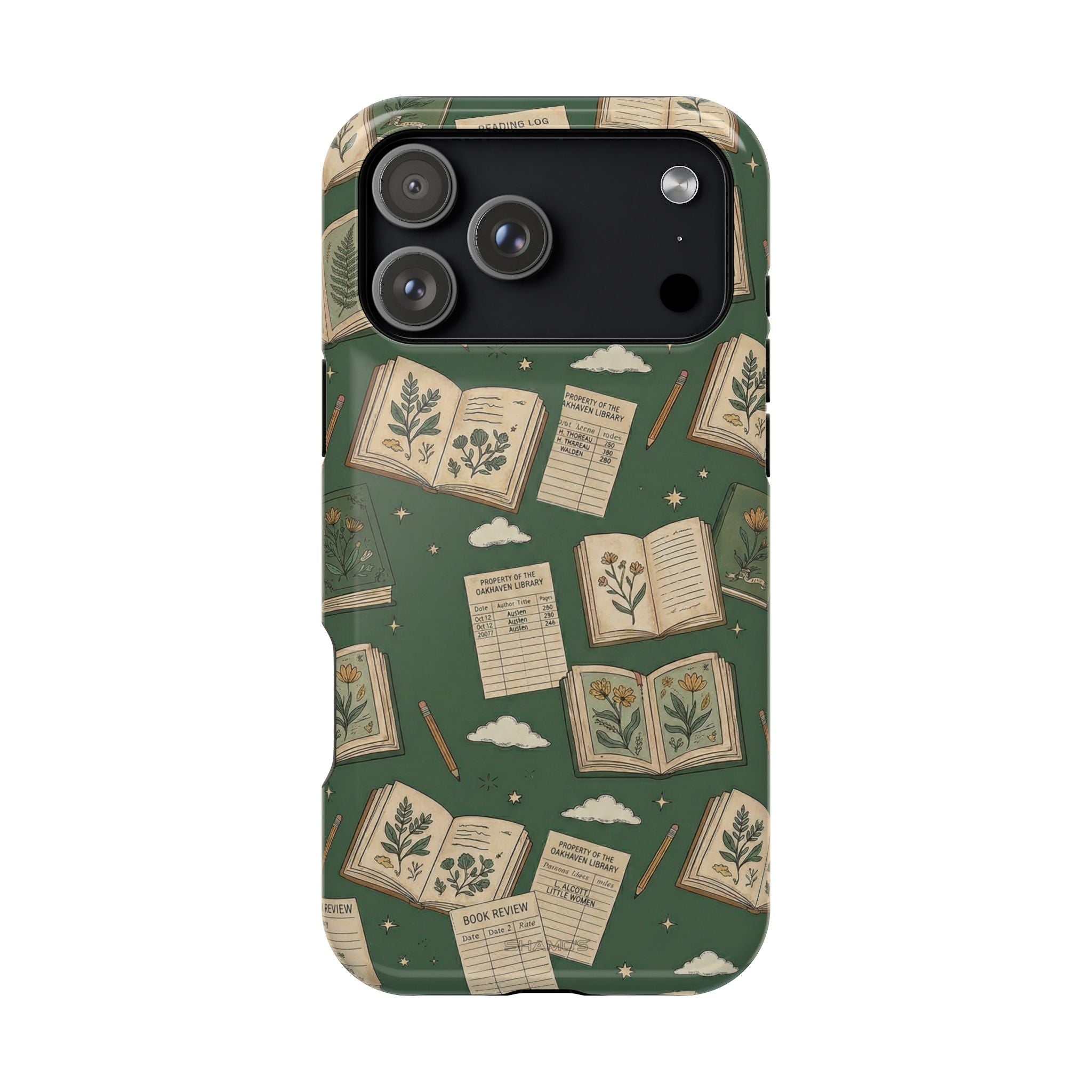 Botanical Journal Pattern iPhone Case | MagSafe Compatible Impact-Resistant Protective Cover - iPhone 17 Pro Max / Glossy - Shamo's