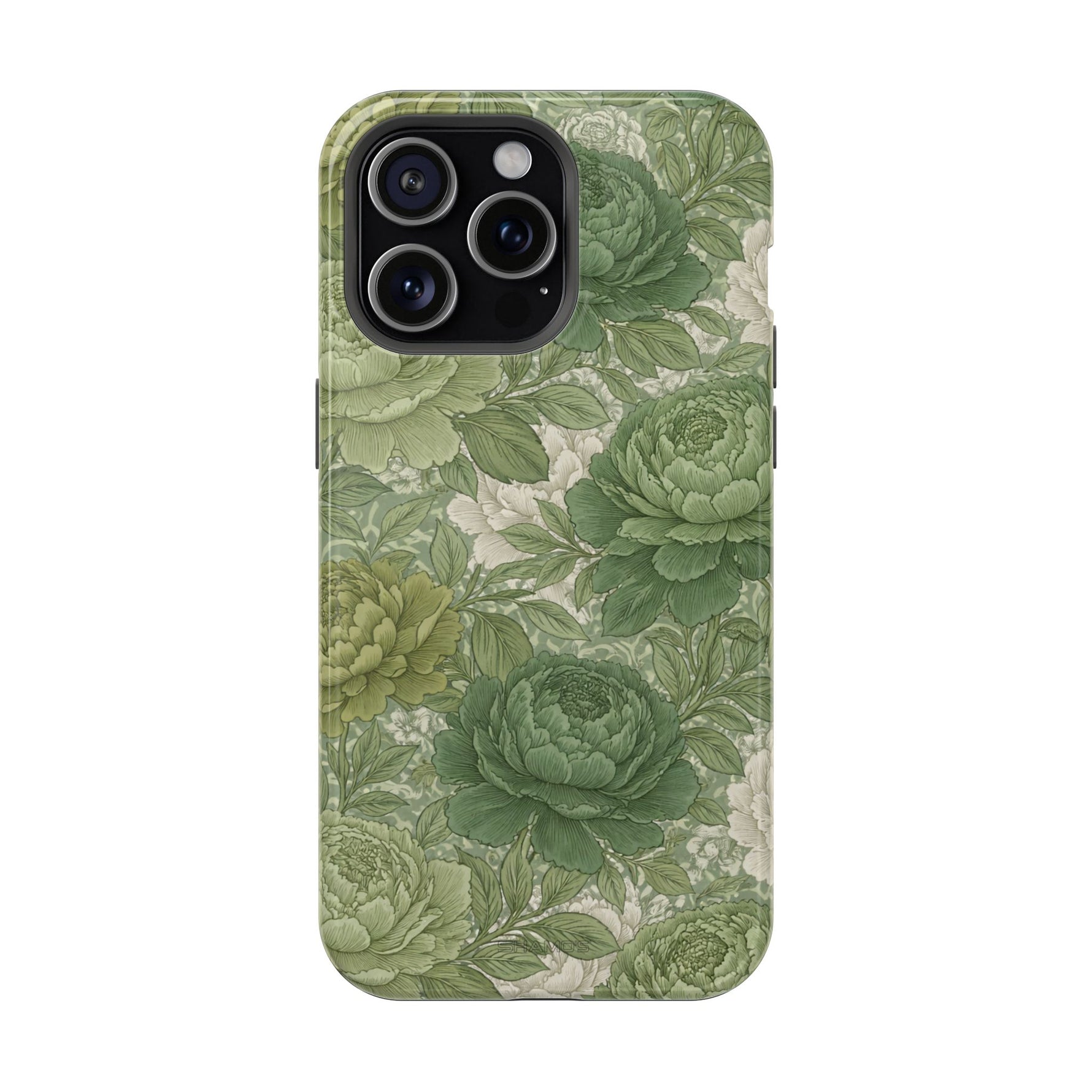 Green Succulent Floral Magnetic Impact-Resistant iPhone Case, MagSafe Compatible - iPhone 15 Pro Max / Glossy - Shamo's
