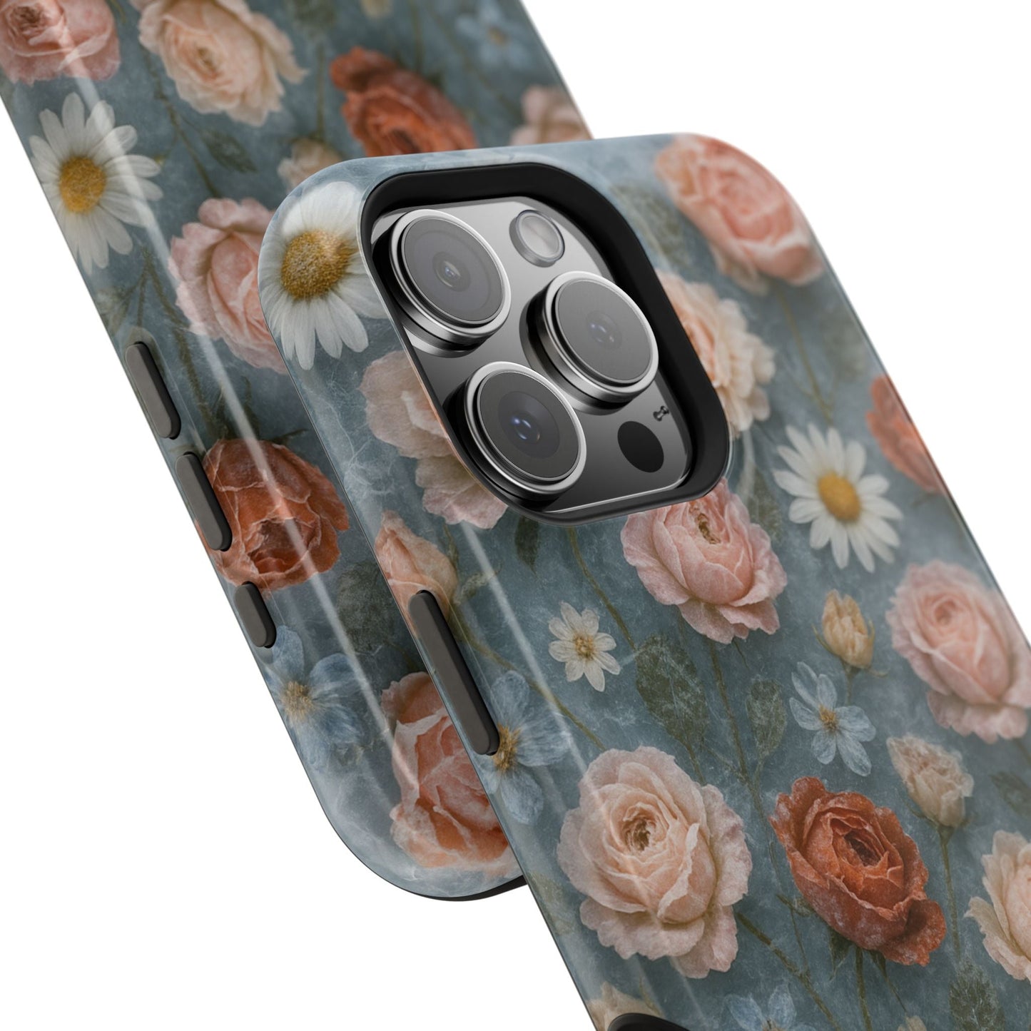 Frozen Floral Vintage Roses & Daisies iPhone Case with MagSafe compatibility  Shamo's