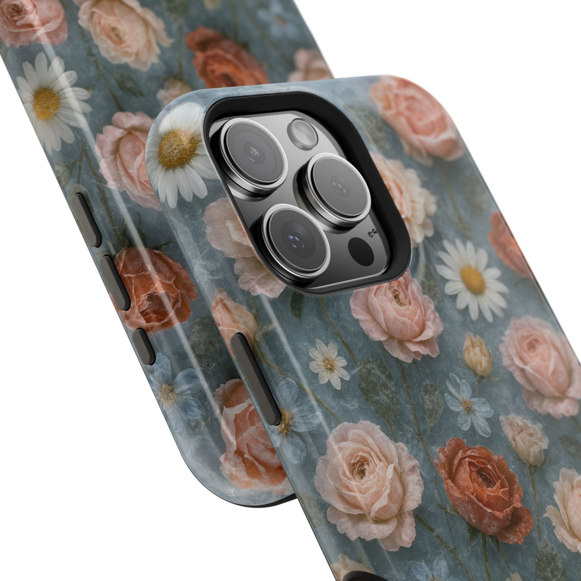 Frozen Floral Vintage Roses & Daisies iPhone Case with MagSafe compatibility  Shamo's