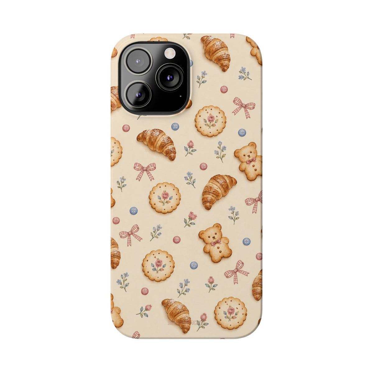 Slanke iPhone-hoes — knus bak- en teddybeerpatroon (recept, hert, knopen)