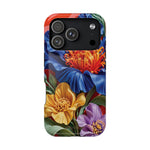 Electric Paradise MagSafe Phone Case – Cobalt Floral & Coral Waves | Glossy