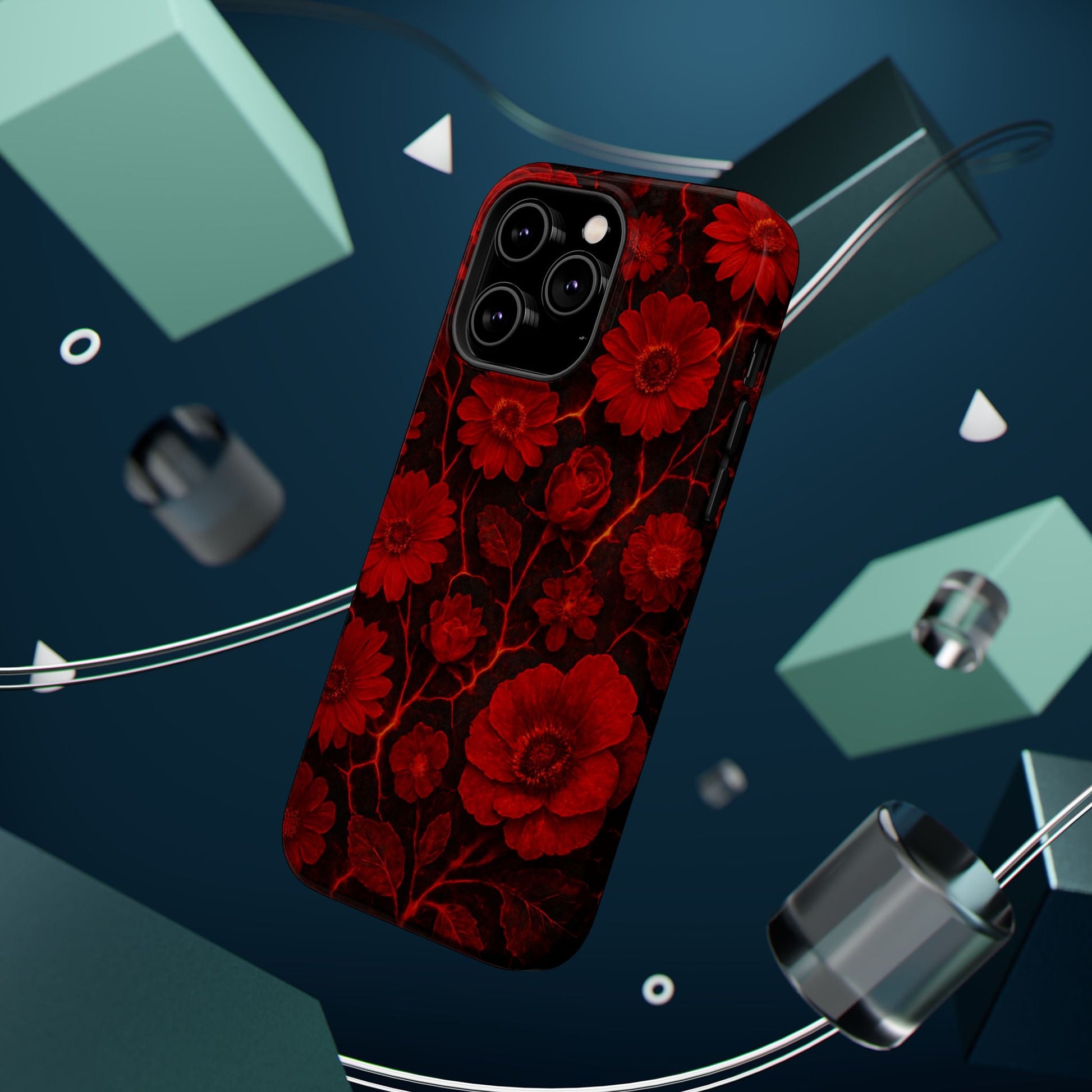 Melted Lava Dark Red Floral iPhone Case — MagSafe Compatible  Shamo's