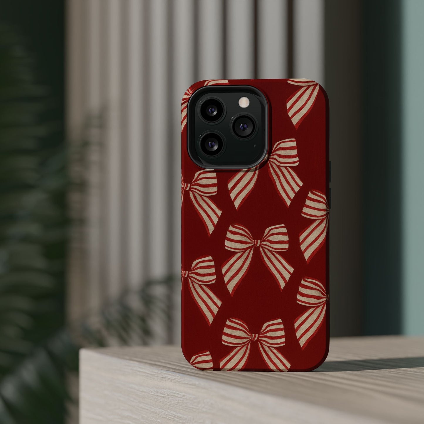 Holiday Red Bow iPhone Case — Impact‑Resistant iPhone Cover with MagSafe compatibility