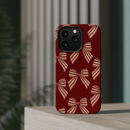 Holiday Red Bow iPhone Case — Impact‑Resistant iPhone Cover with MagSafe compatibility