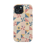 Prairie Quilt – Pastel Patchwork Pattern MagSafe Phone Case, glossy iPhone 15, rear view